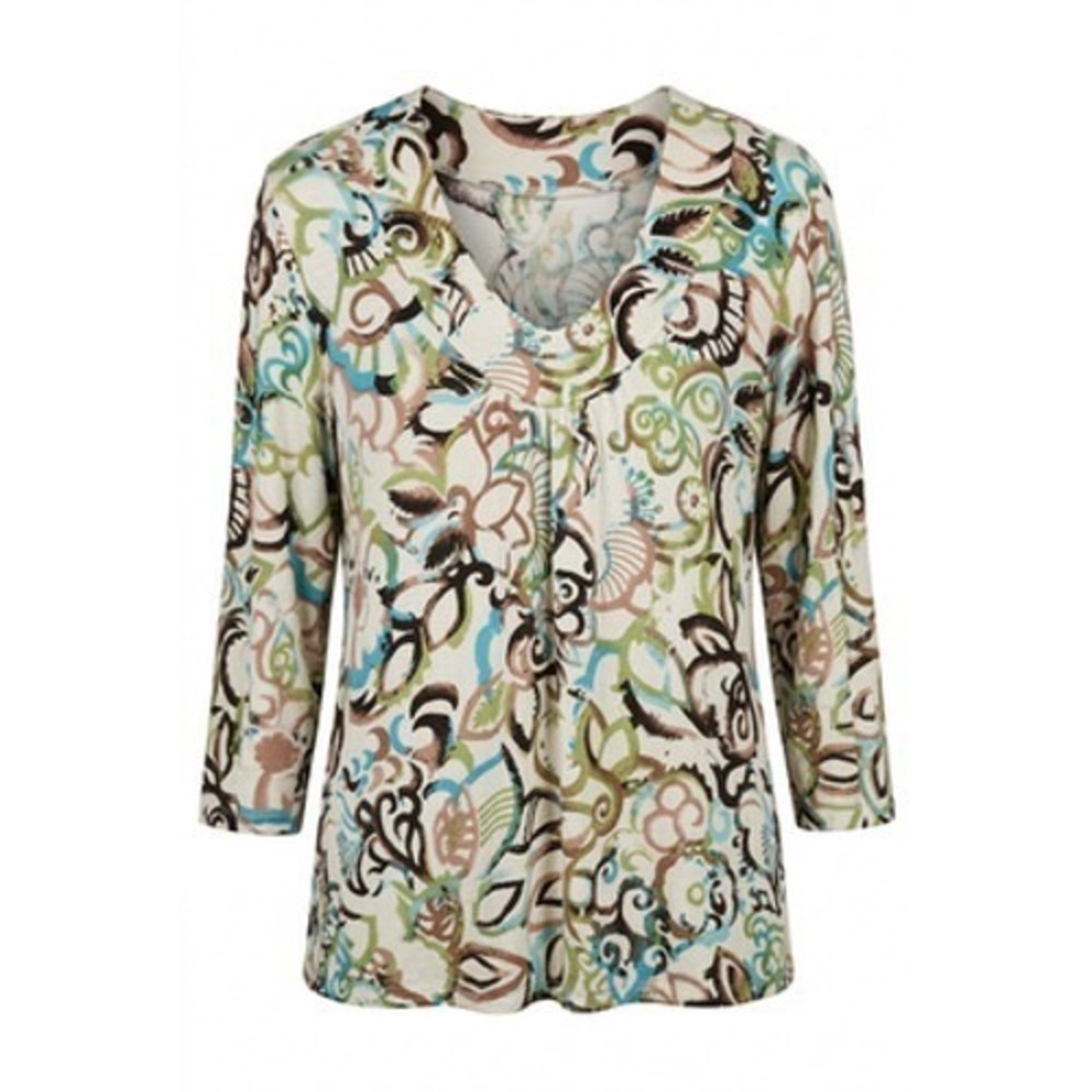 Chicos Travelers Tunic Top Women 3 Multicolor Floral Scoop Neck Stretch Jersey